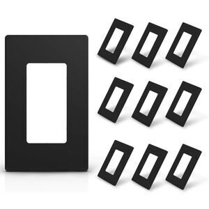 NWT Elegrp Black Standard 10 Pack 1 Gang Screwless Decorative Wall Plates